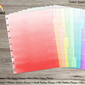 Ombré Watercolour Dividers with blank tabs - for use with Happy Planner (TM) or Rainbow Planne