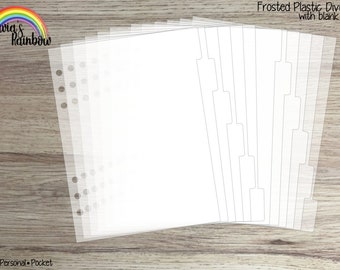 Frosted Plastic Dividers with blank tabs for Six Ring Planners
