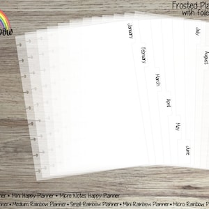 Frosted Plastic Dividers with Foiled tab stickers - for use with Happy Planner (TM) or Rainbow Planner