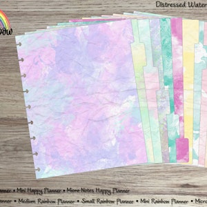 Distressed Watercolour Dividers with blank tabs - for use with Happy Planner (TM) or Rainbow Planner