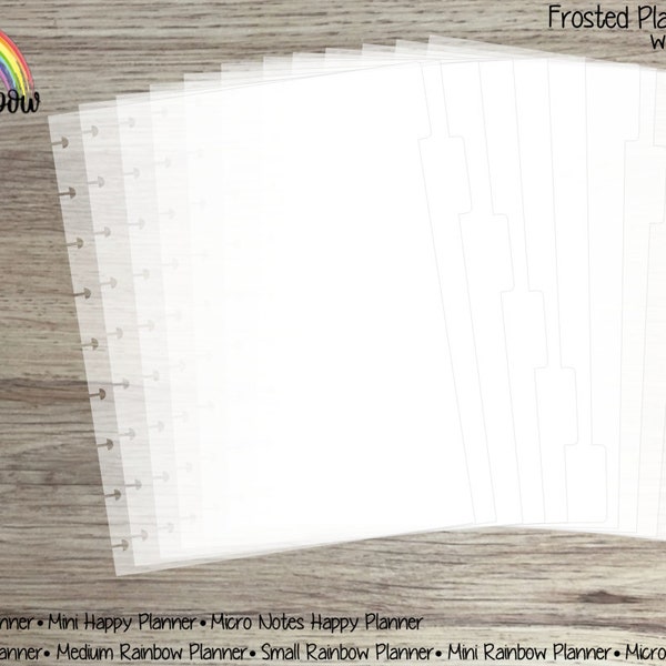 Frosted Plastic Dividers with blank tabs - for use with Happy Planner (TM) or Rainbow Planner