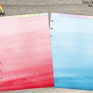 Dark Ombré Watercolour Dividers with Top Tabs (Blank Tabs) - for use with Happy Planner (TM) or Rainbow Planner