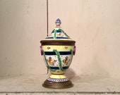 Sevres Type Inkwell, French Porcelain and Bronze, Artist Signed, Ca 1920s.