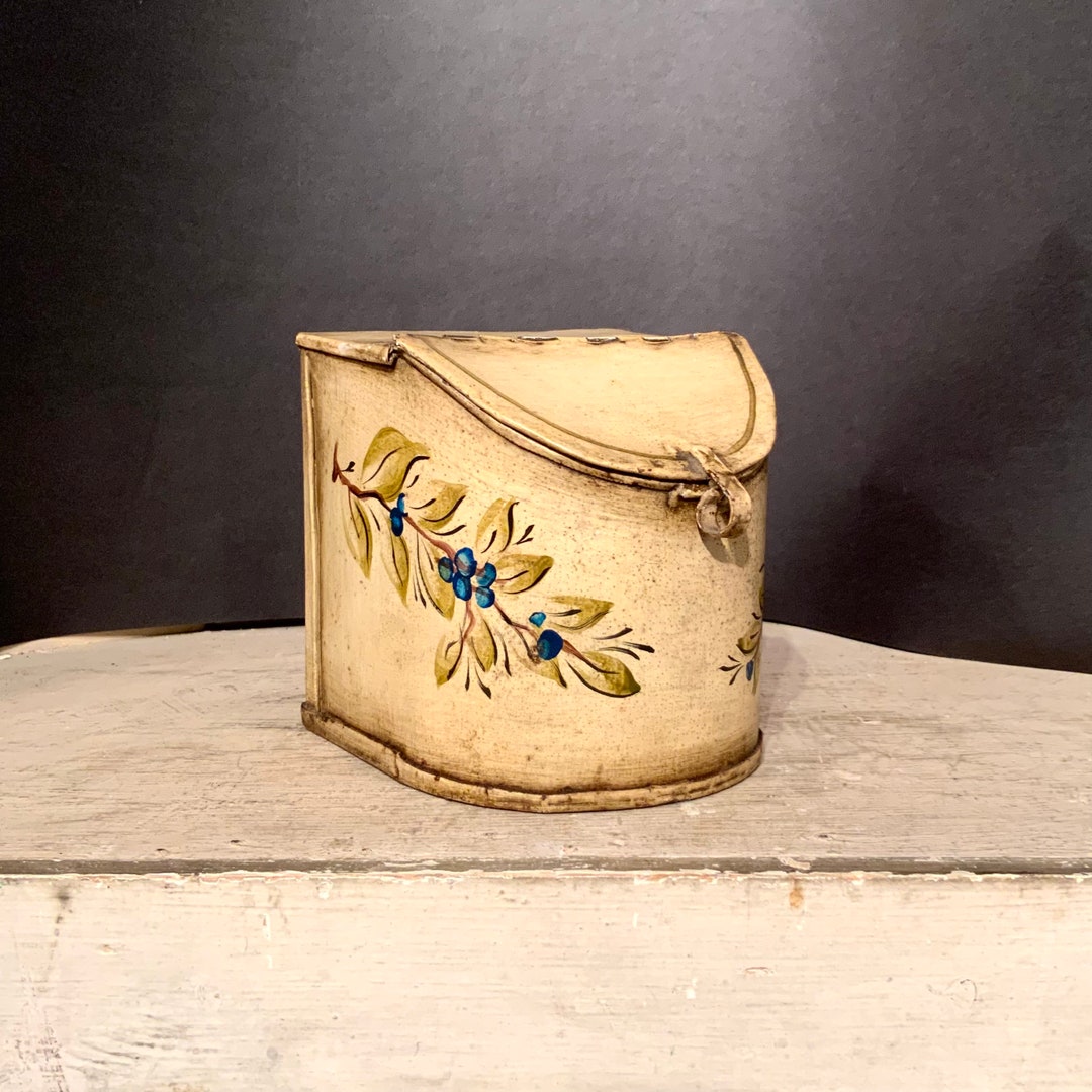 Handpainted Tole Bin Small Painted Tin Canister Ca 1950s. Etsy
