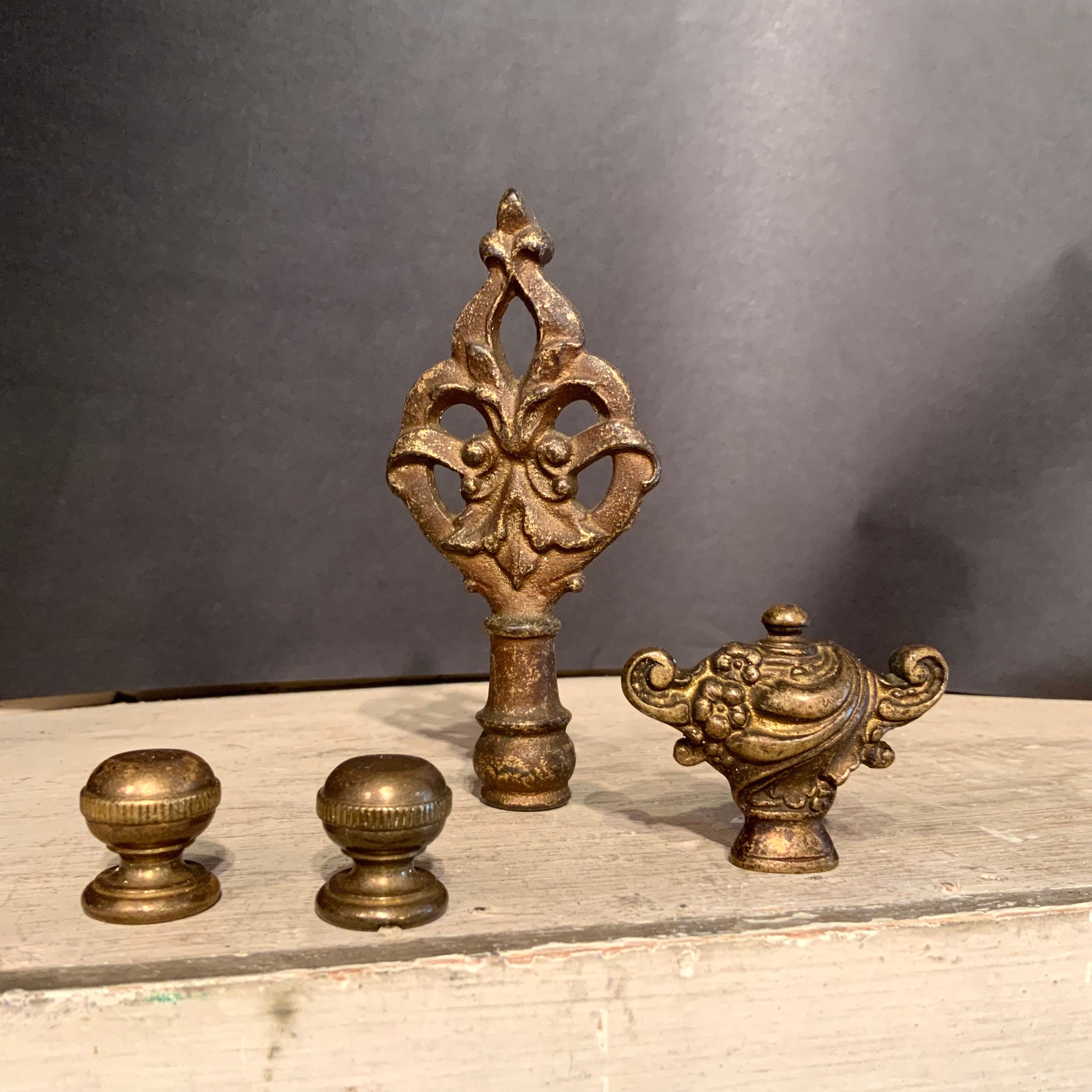 Antique brass lamp finials deals