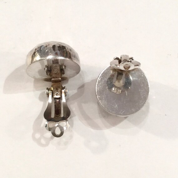 Sterling Silver Earrings, Vintage Hammered Silver… - image 7