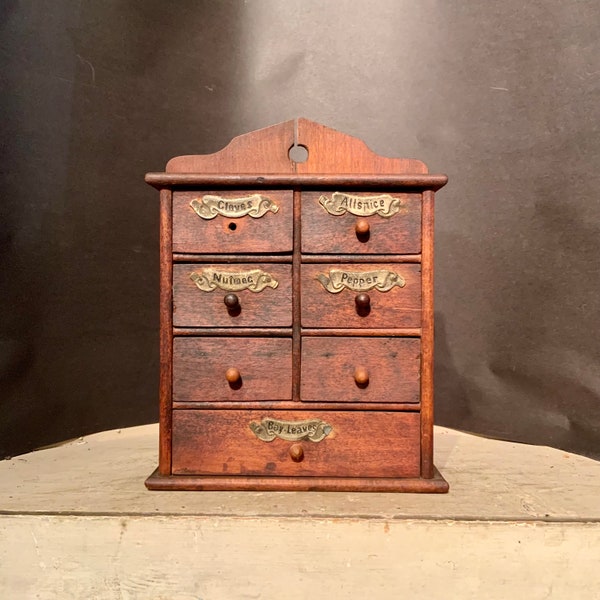 Antique Spice Cabinet, Seven Drawer Spice Cabinet. Ca: 1890s.