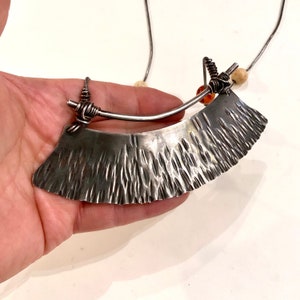 Sterling Silver Necklace, Hammered Silver Artist Made, Ca: 1990s.