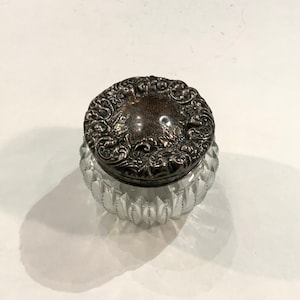 Sterling Top Dresser Jar, Large Cut Glass Dresser Jar, Ca: 1915.