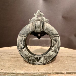 Vintage Warwick Iron Door Knocker Ring: Patinated Finish, 1940s
