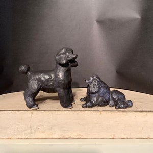 JIE Gantofta Poodle Sculptures, Swedish Art Pottery Poodles, Ca: 1970s.