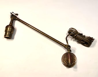 Antique Brass Adjustable Wall Fixture, Fine Art Wall Lamp, Ca: 1900.