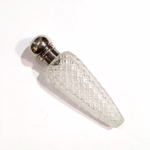 Sterling Perfume Bottle, Brilliant Cut Glass Perfume Flask, Ca: 1880s.