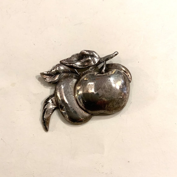 Sterling Cini Gumps Brooch, Large Apple Pin by Cin