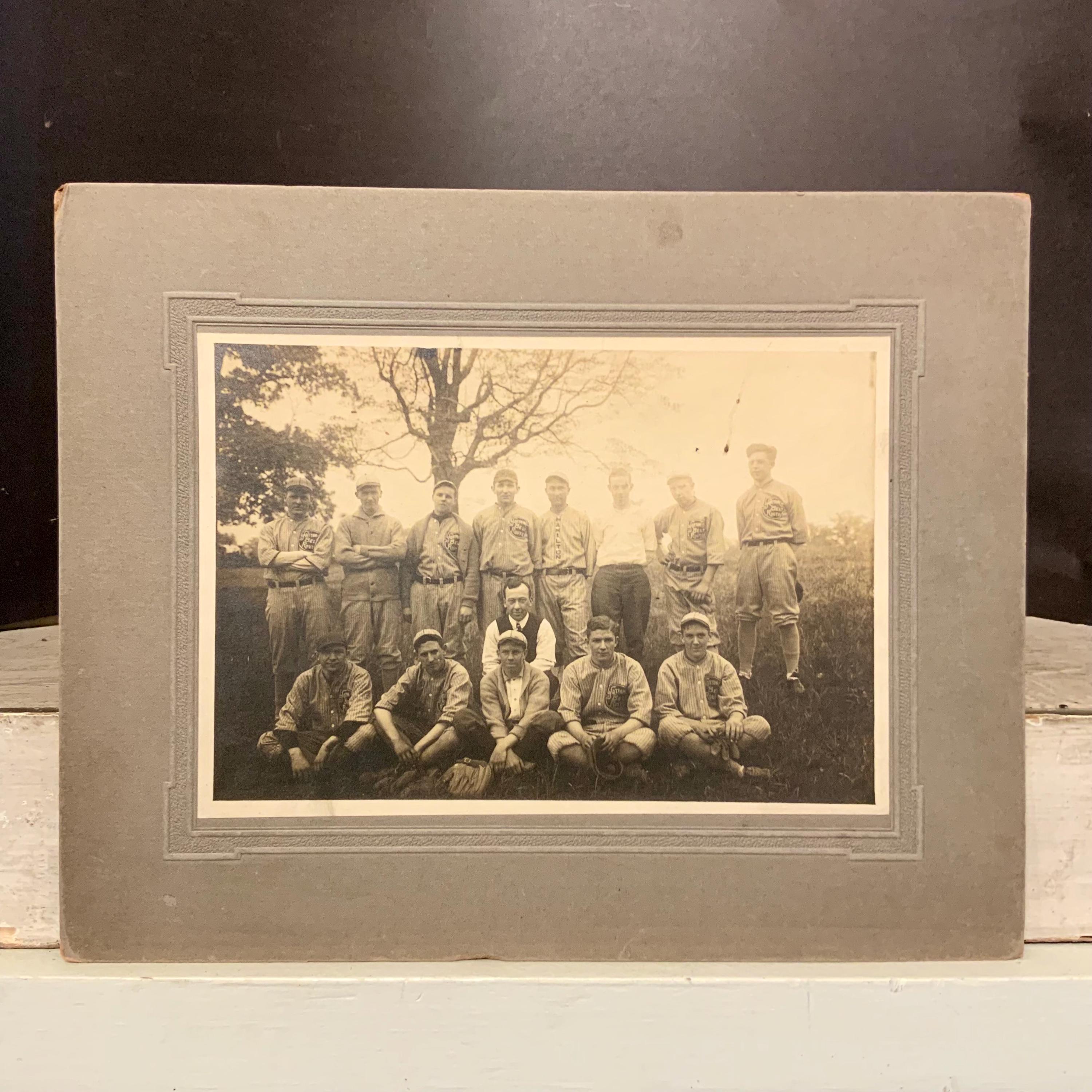 Antique Baseball Team Photograph, Cabinet Card Baseball Photo, "Cotton Belt Route", Ca: 1910.