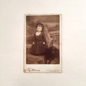 Dog Cabinet Card, Vernacular Photo Young Boy and His Dog, Altoona, PA., Ca: 1900.