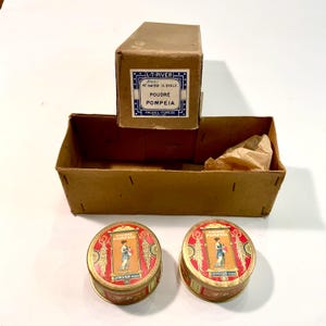 Vintage Pompeia Powder Boxes, Unopened, Art Nouveau, Pair, Ca: 1920s.