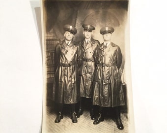 RPPC Police Officers in Rain Slickers, Photo Postcard, Ca: 1910.