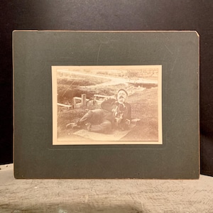 Antique Dog Photograph, Large Cabinet Card Photo, Dog Collar, Ca: 1880s.