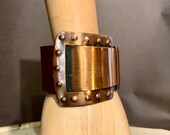 Midcentury Modern Copper Bucklet Cuff Bracelet, Signed Myked, Ca: 1950s.