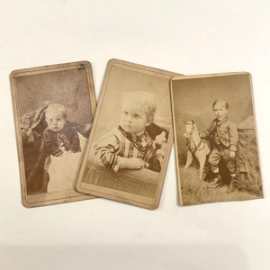 Boy with Rocking Horse CDV, Carte de Visite Photograph, St. Louis, Missouri, Ca: 1870s.