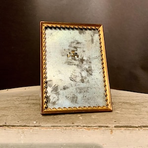 Antique Victorian Picture Frame, Embossed Brass Metal Frame, Ca: 1900.