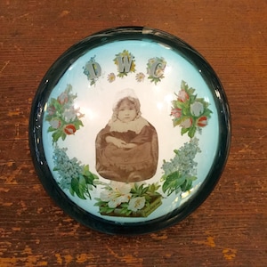 Blown Glass Mourning Photo Child&#39;s Memorial, Ca: 1880.