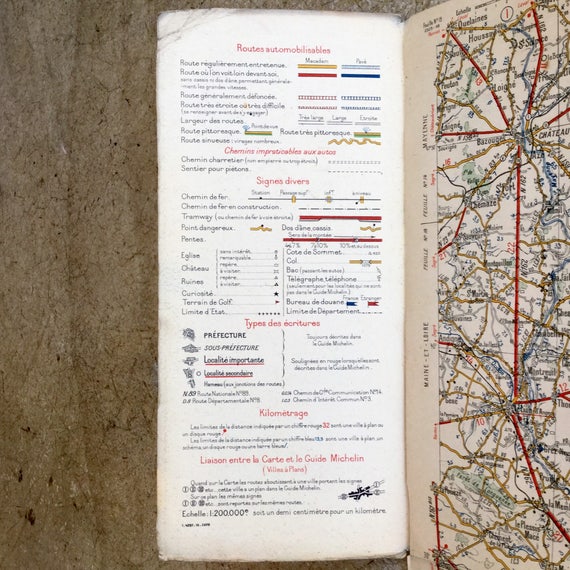 Vintage Michelin Mapa Frances De Tours Francia En Frances Etsy