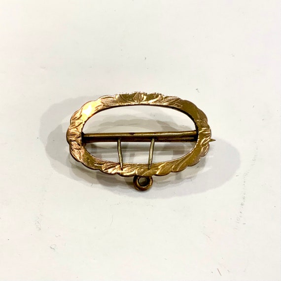 Victorian Buckle Brooch, Gold Filled Victorian Pi… - image 1