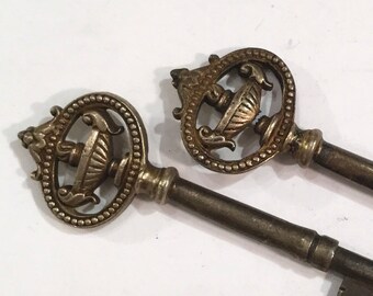 Antique Bronze Keys, Bronze Urns Furniture Keys, Pair, Ca: 1890s.
