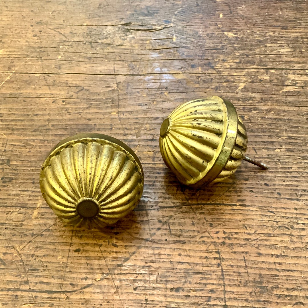 Victorian Brass Finials, Antique Curtain Rod Finials, Pair, Ca: 1880s ...