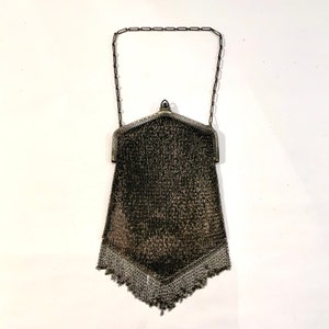 Art Deco Mesh Purse, Silver Mesh Flapper Bag, Ca: 1920s.