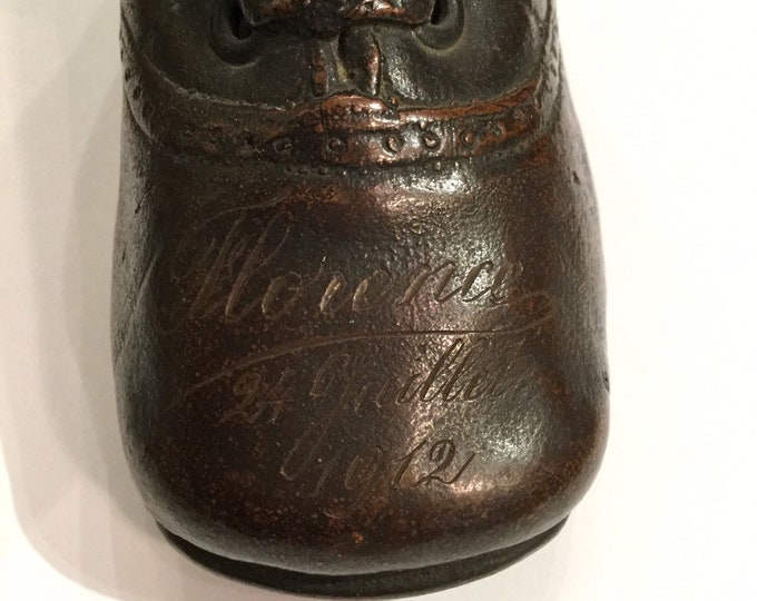 Bronze Baby Shoe, Signed and Engraved florence, Dated 1912. Etsy