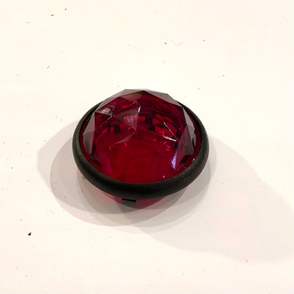 Vintage Large Faceted Red Glass Jewel Reflector, New Old Store Stock, Ca: 1910.