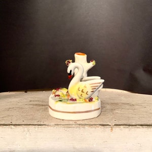 Antique Staffordshire Swan Inkwell Spill Vase, Ca: 1890.