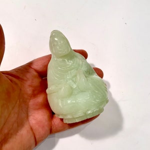 Chinese Buddha Kuan Yin Stone Hardstone Carving, Ca: 1950s.