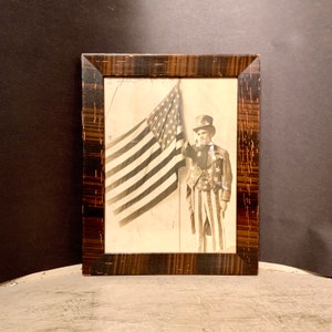 Antique Uncle Sam and Flag Photograph of an Actor, “I Will Act For You”, Antique Frame, Ca: 1915.