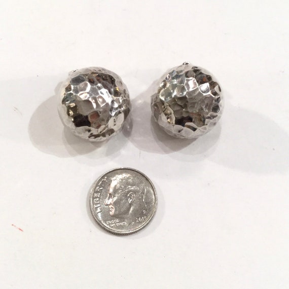Sterling Silver Earrings, Vintage Hammered Silver… - image 2