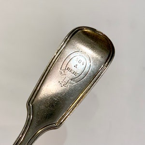Antique English Fiddle & Tread Pattern Sterling Spoon, “Son and Heir”, Ca: 1856.