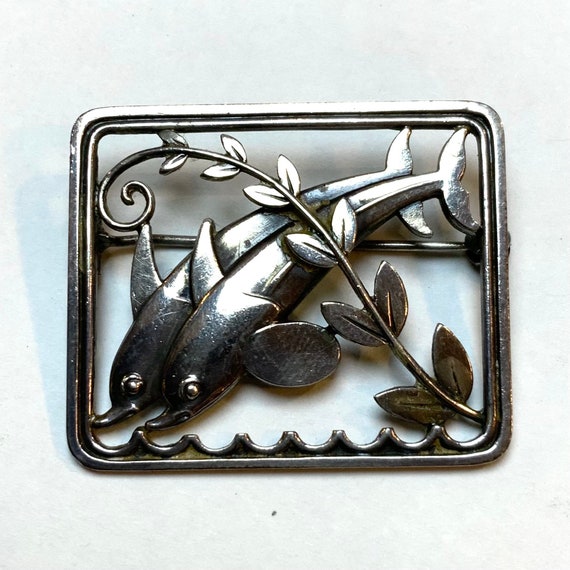 Georg Jensen Sterling Silver Dolphin Brooch, No. … - image 7