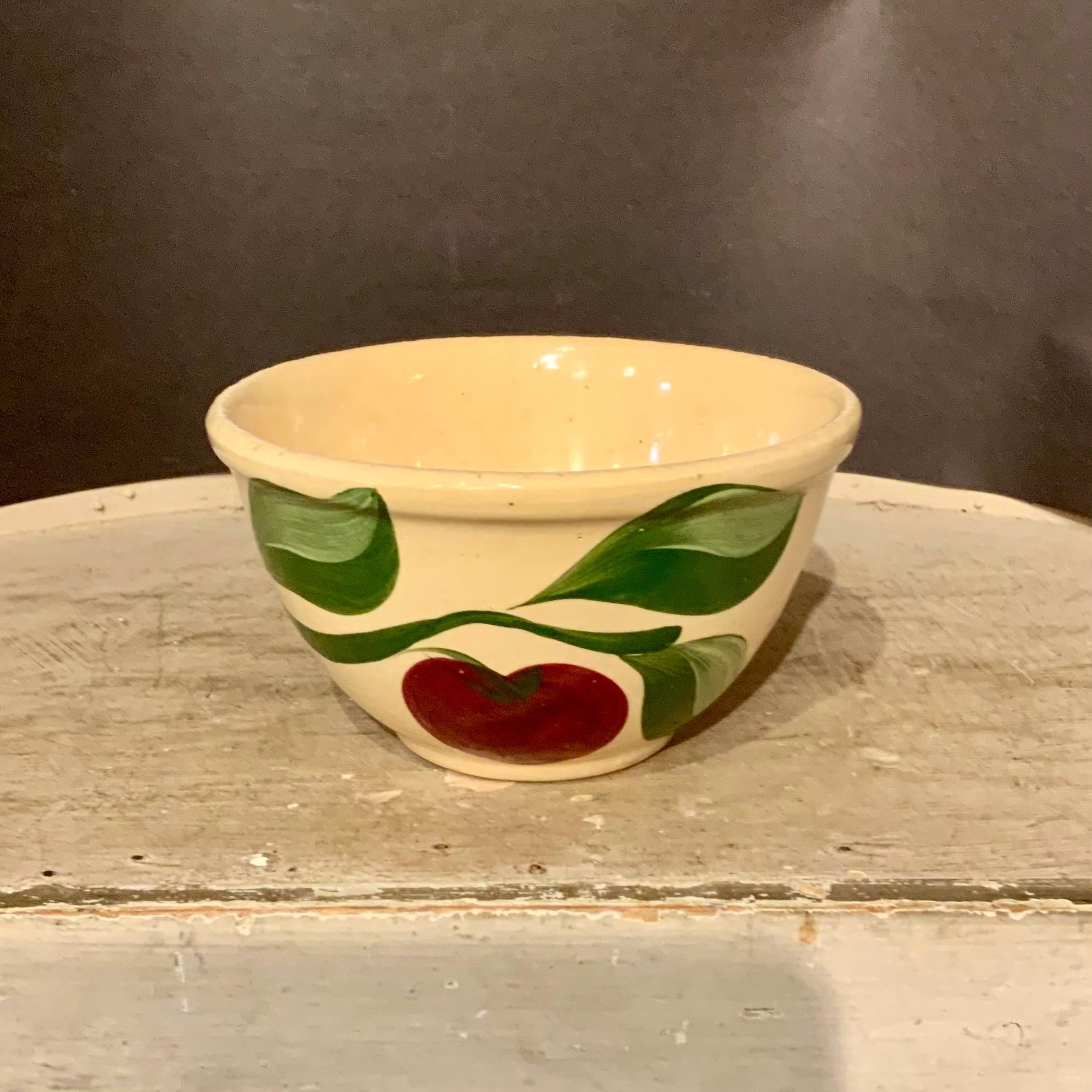 Watt Ware Red Apple Advertising Mixing Bowl, Watt Ware Mini Bowl, Grimm’s Market, Stockbridge, Wis., Ca: 1958.
