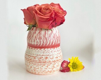 Flower Vase, Red Vase, Pottery Vase, Small Flower Vase, Handmade Vase, Friend Housewarming Gift, Boho Ceramic Vase, Boho Chic Vase