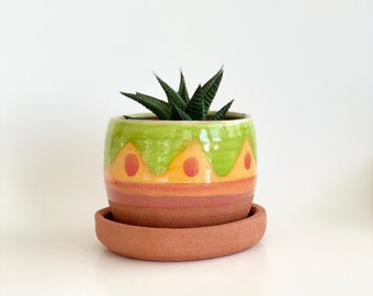 Small Terracotta Planter, Terracotta Pot, Planter Drainage, Southwest Decor, Southwest Style, Terracotta Plant Pot, Round Southwest Pot