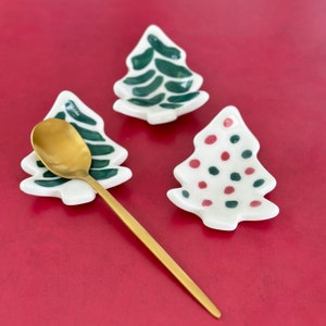 Coffee Teaspoon Rest Christmas Coffee Bar Decor Ceramic Christmas Tree Spoon Rest Holiday Teacher Gift Home Coffee Station Festive Decor