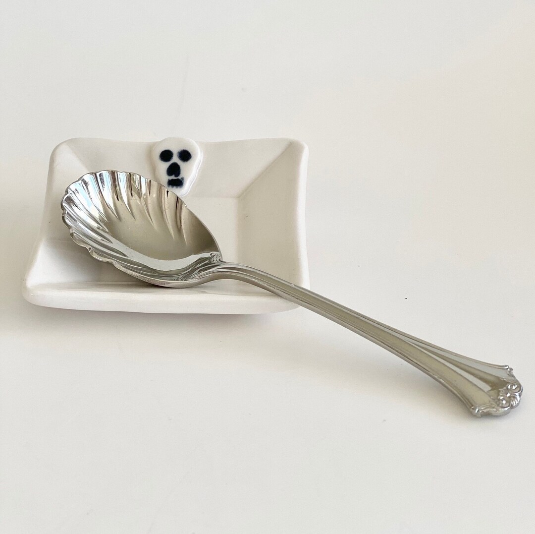 Ceramic Spoon Rest Gothic Skull Skull Spoon Rest Halloween Etsy