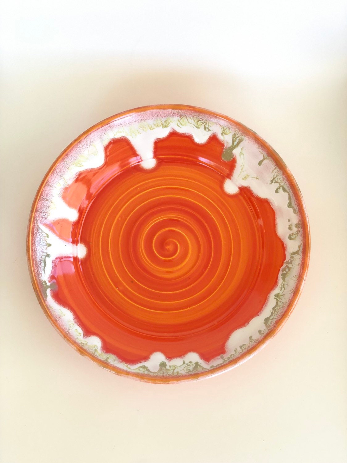 Orange Modern Plate, Modern Ceramic Wall Plate, Pottery Plate Orange