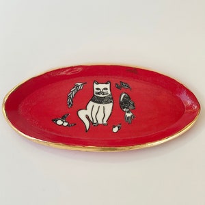 Small Appetizer Dish, Red Plate, Cheese Platter, Small Cheese Plate, Appetizer Dish, Housewarming Gift, Party Entertaining, Ceramic Plate