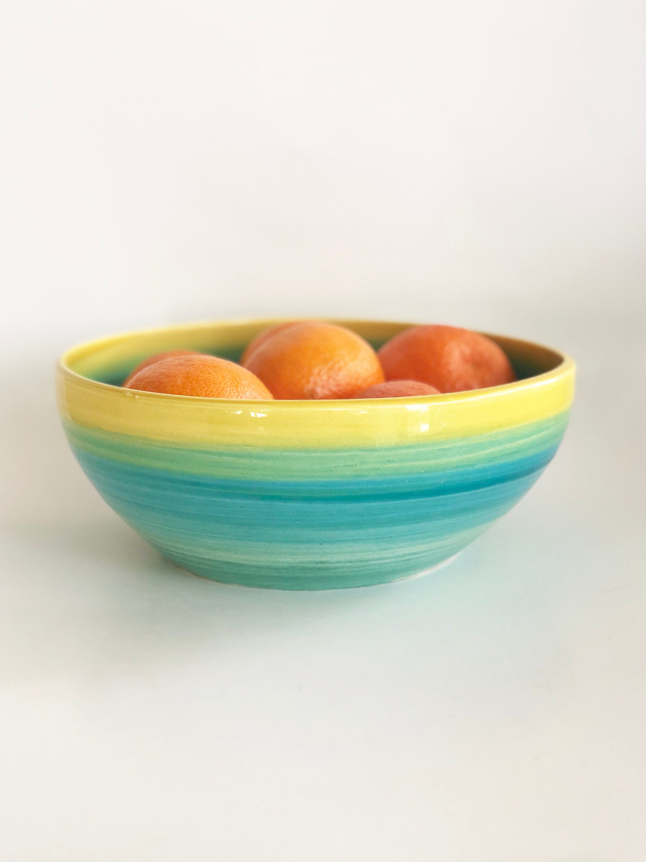 Turquoise Serving Bowl Handmade Pottery