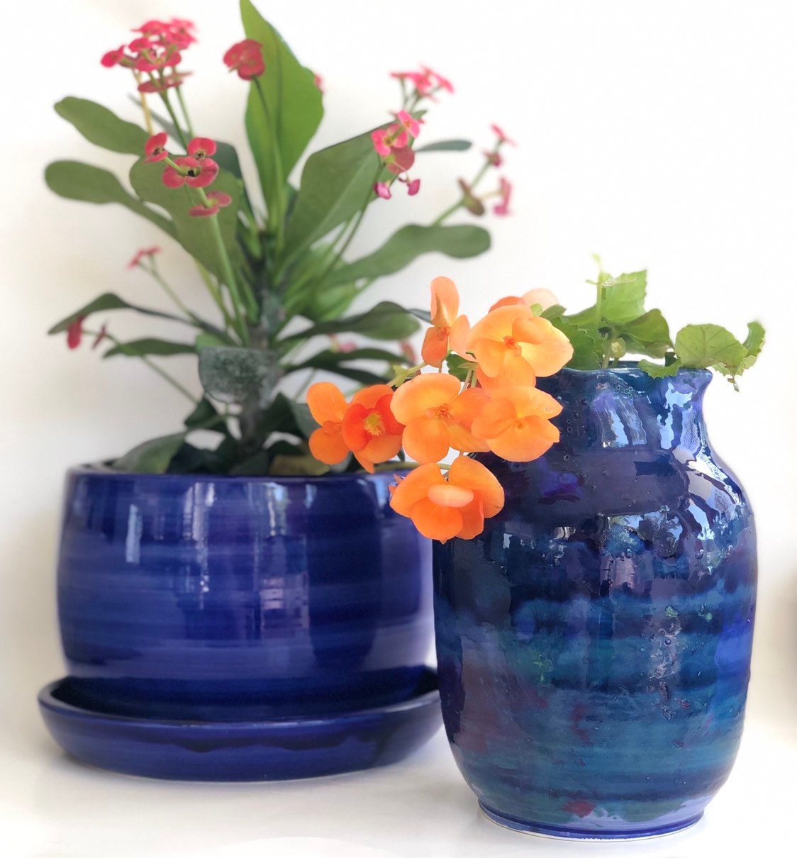 Cobalt Blue Vase, Navy Flower Vase, Blue Modern Vase, Dark Blue Vase