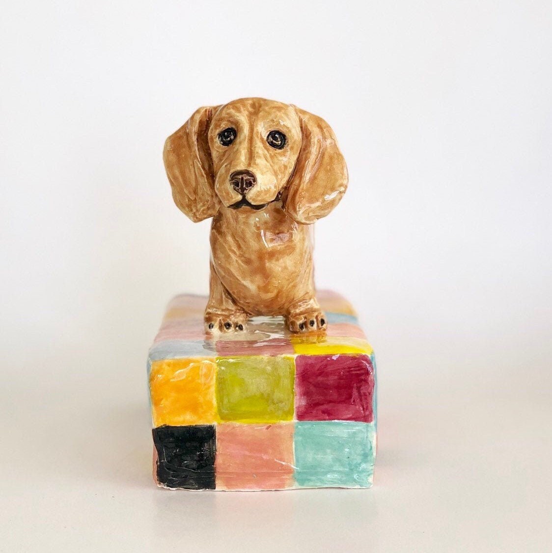 Dog Sculpture Dog Art Handmade Ceramic Dachshund Dog Lover Gifts Unique Dog Lover Gift Dog Mom Gift Coffee Table Art